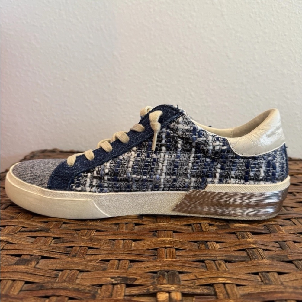 Dolce Vita Womens Zina Woven Lace Up Sneaker Size 7.5 Blue Silver Slip On - Picture 6 of 8